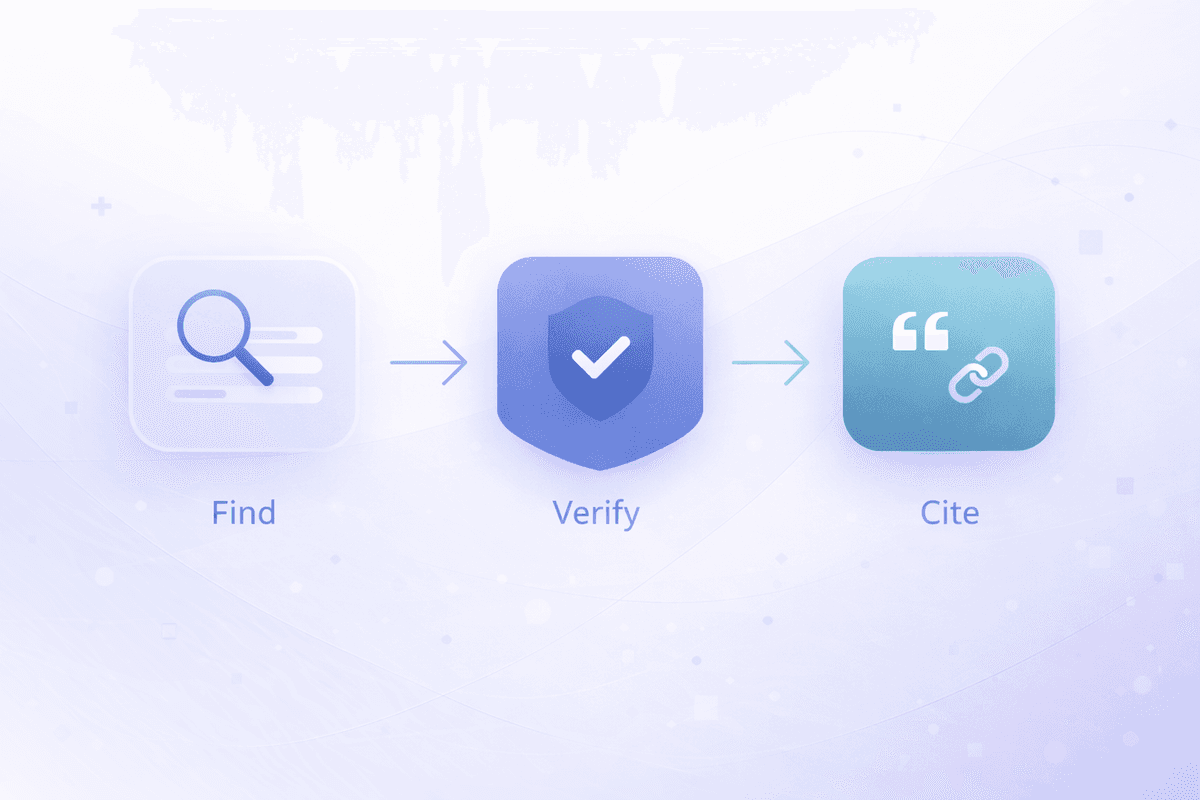Answer Engine Optimization (AEO) process diagram showing Find it, Trust it, Cite it workflow for AI visibility and ChatGPT optimization